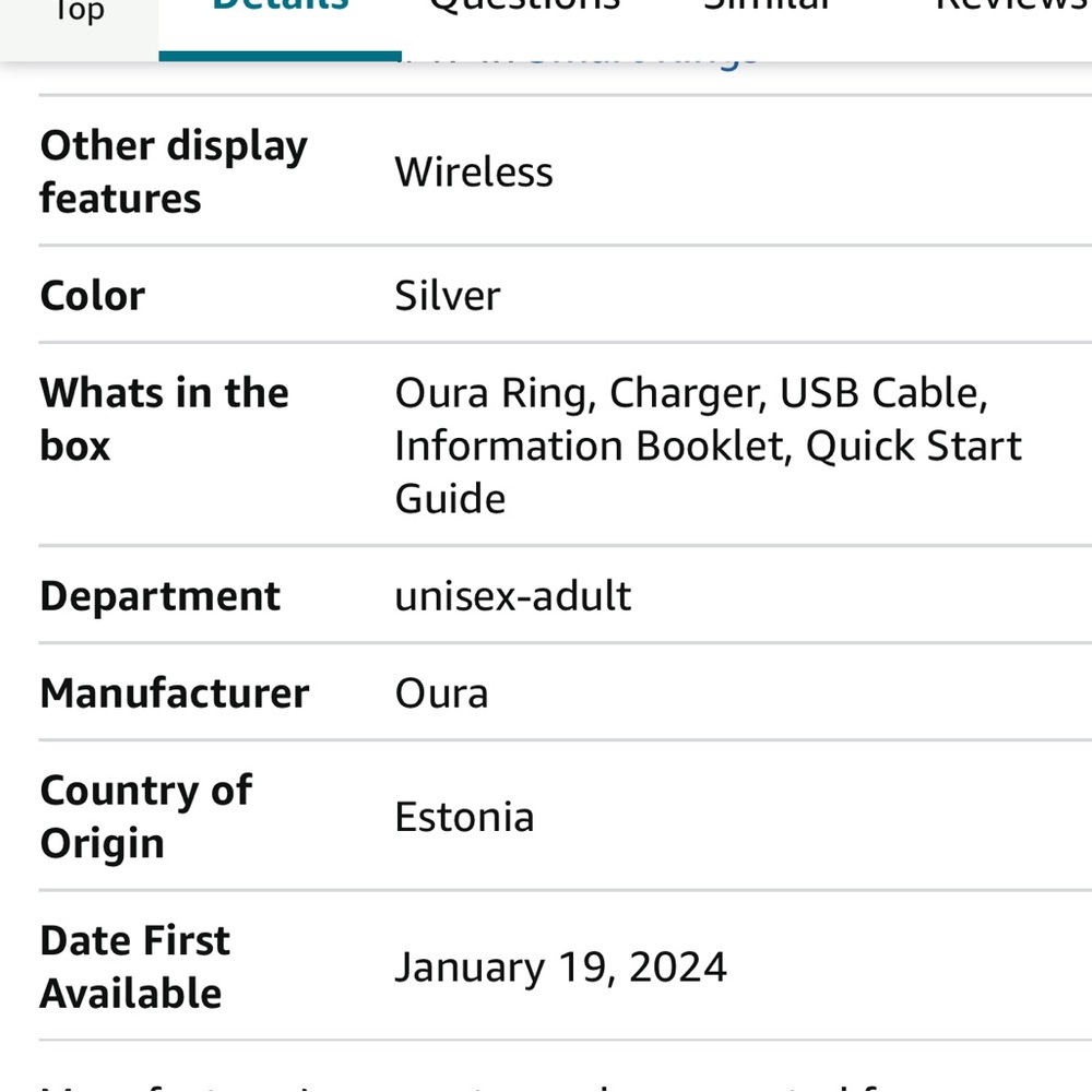 Oura Ring, Gen 3, size 8 - Picture 9 of 11